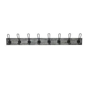 Barnyard Designs Wall Hook Rack Rustic Decorative Hanging Coat Rack, Hats, Keys, Handbags, Backpacks, and More 38.5” x 6” (8-Hooks)