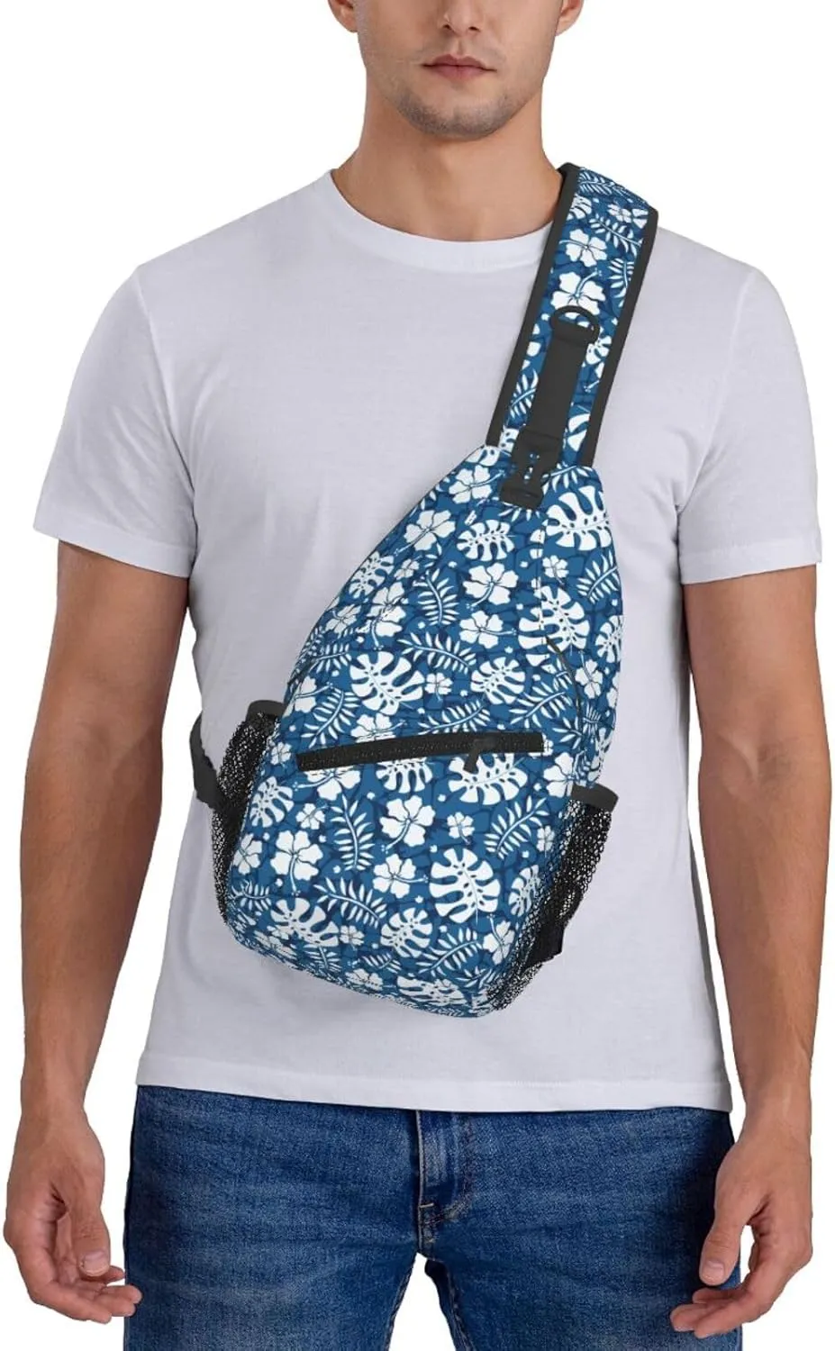 Basketball American Flag Crossbody Bag Adjustable Sling Bag Casual Chest Bags Travel Shoulder Backpack