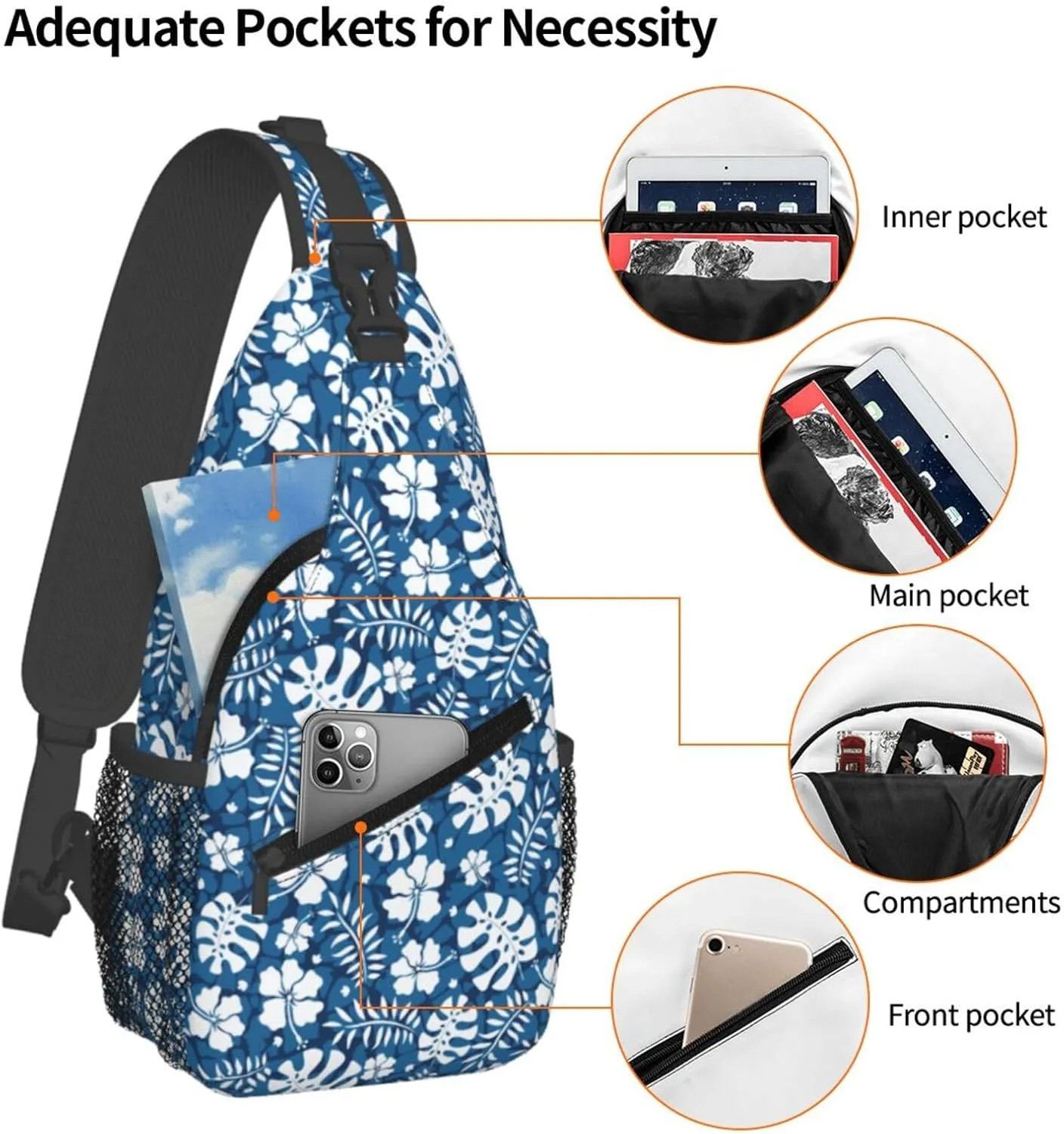 Basketball American Flag Crossbody Bag Adjustable Sling Bag Casual Chest Bags Travel Shoulder Backpack