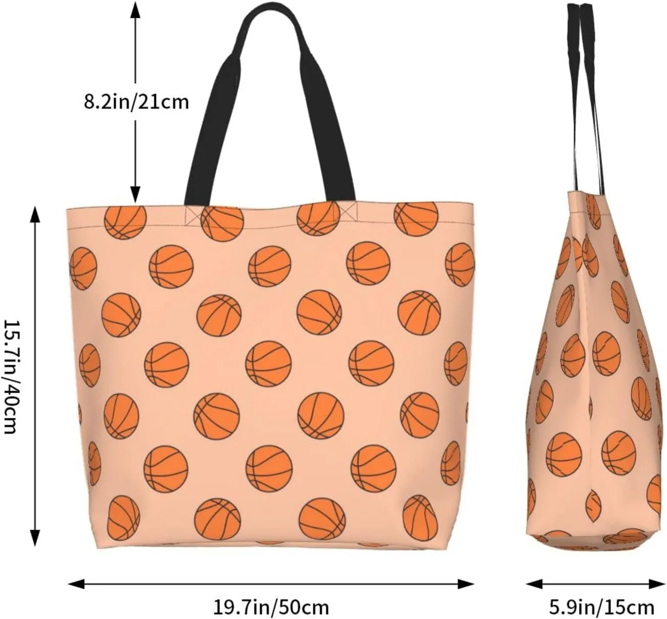 Basketball Canvas Tote Bag Basketball Sport Shoulder Bag Sport Casual Grocery Bags Basketball Bags for Outdoor