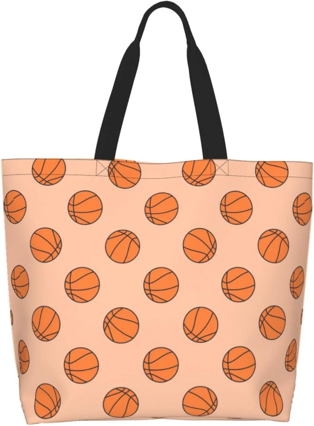 Basketball Canvas Tote Bag Basketball Sport Shoulder Bag Sport Casual Grocery Bags Basketball Bags for Outdoor