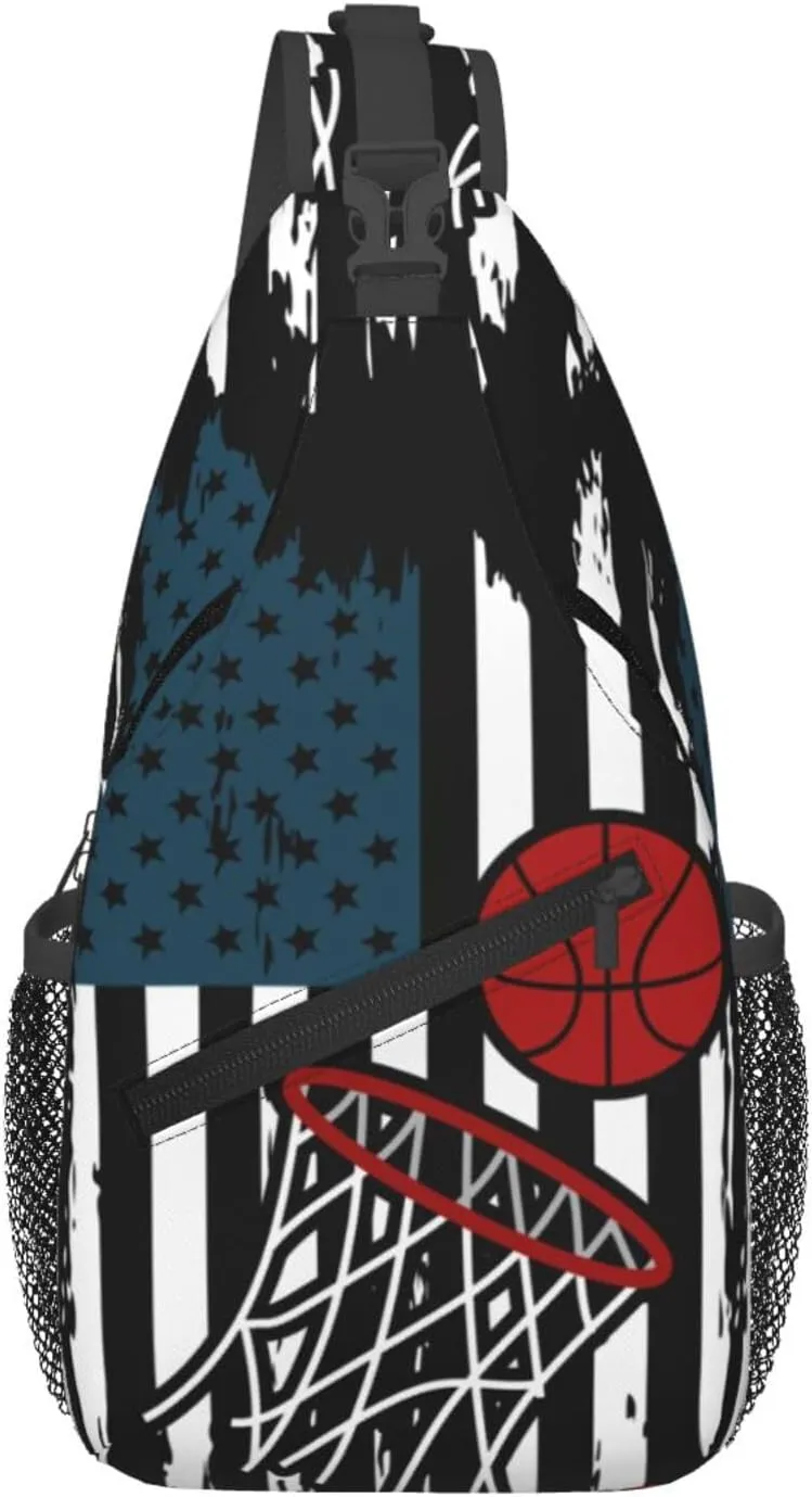 Basketball Net Dribble Jump Shot Crossbody Bag Adjustable Sling Bag Casual Chest Bags Travel Shoulder Backpack