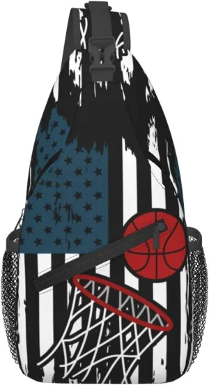 Basketball Net Dribble Jump Shot Crossbody Bag Adjustable Sling Bag Casual Chest Bags Travel Shoulder Backpack