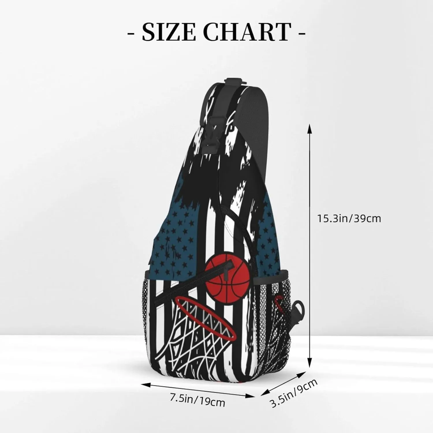 Basketball Net Dribble Jump Shot Crossbody Bag Adjustable Sling Bag Casual Chest Bags Travel Shoulder Backpack