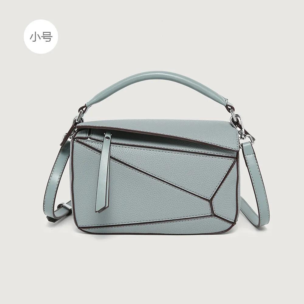 BB01ZS Portable Geometric Bag Autumn And Winter New All-match Stitching Litchi Pattern Crossbody Bag Lightweight Large Capacity Doctor Bag