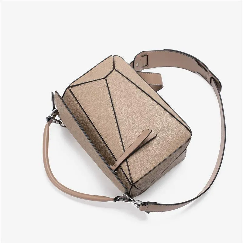 BB01ZS Portable Geometric Bag Autumn And Winter New All-match Stitching Litchi Pattern Crossbody Bag Lightweight Large Capacity Doctor Bag