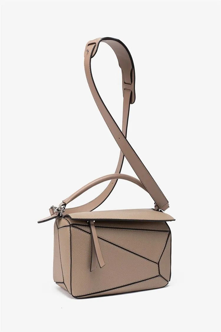 BB01ZS Portable Geometric Bag Autumn And Winter New All-match Stitching Litchi Pattern Crossbody Bag Lightweight Large Capacity Doctor Bag