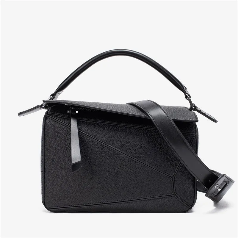 BB01ZS Portable Geometric Bag Autumn And Winter New All-match Stitching Litchi Pattern Crossbody Bag Lightweight Large Capacity Doctor Bag