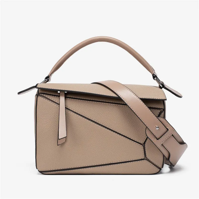 BB01ZS Portable Geometric Bag Autumn And Winter New All-match Stitching Litchi Pattern Crossbody Bag Lightweight Large Capacity Doctor Bag