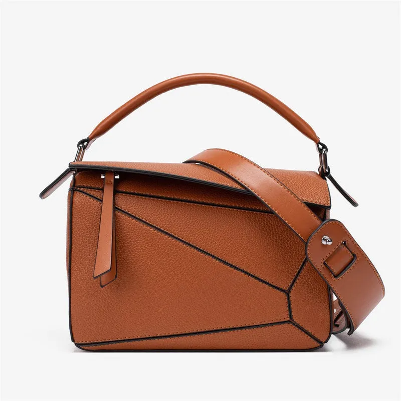 BB01ZS Portable Geometric Bag Autumn And Winter New All-match Stitching Litchi Pattern Crossbody Bag Lightweight Large Capacity Doctor Bag