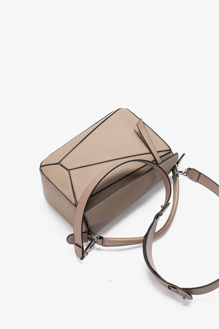 BB01ZS Portable Geometric Bag Autumn And Winter New All-match Stitching Litchi Pattern Crossbody Bag Lightweight Large Capacity Doctor Bag