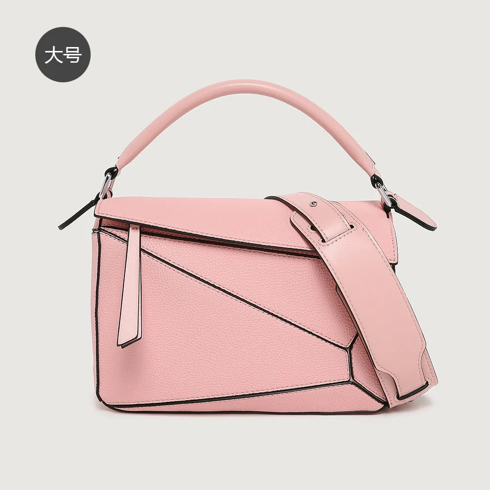 BB01ZS Portable Geometric Bag Autumn And Winter New All-match Stitching Litchi Pattern Crossbody Bag Lightweight Large Capacity Doctor Bag