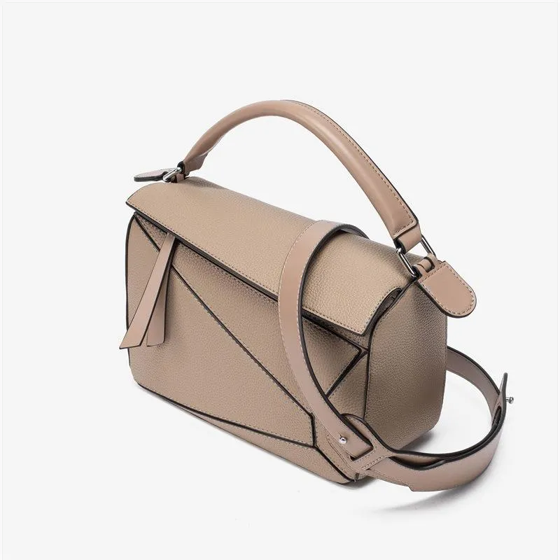 BB01ZS Portable Geometric Bag Autumn And Winter New All-match Stitching Litchi Pattern Crossbody Bag Lightweight Large Capacity Doctor Bag