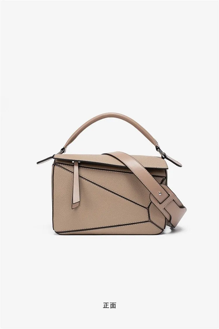 BB01ZS Portable Geometric Bag Autumn And Winter New All-match Stitching Litchi Pattern Crossbody Bag Lightweight Large Capacity Doctor Bag