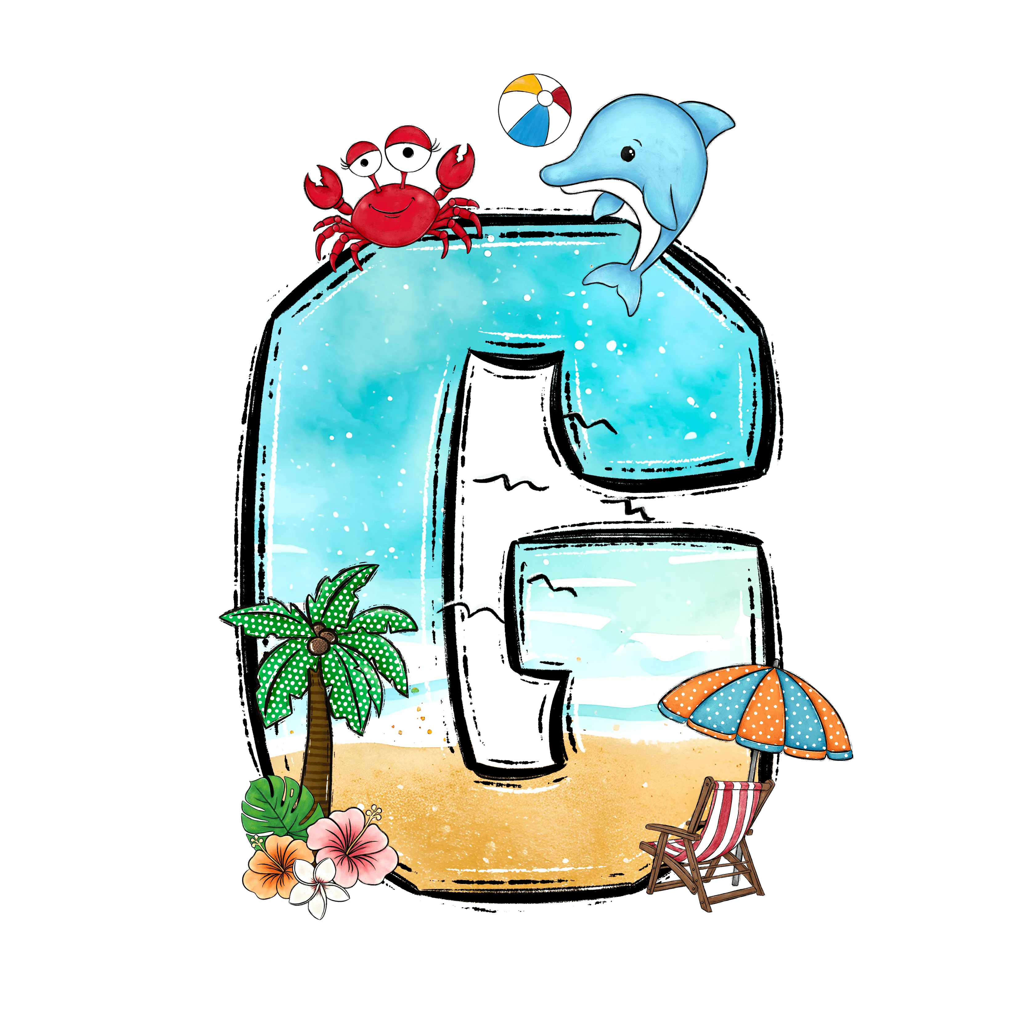 Beachy Letter G DTF (direct-to-film) Transfer