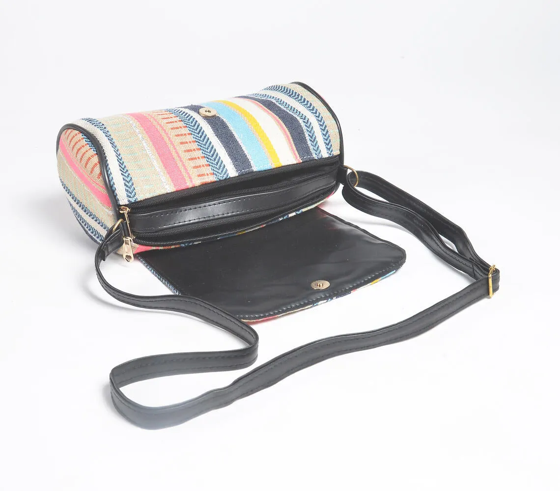 Beachy Woven Cylindrical Sling Bag