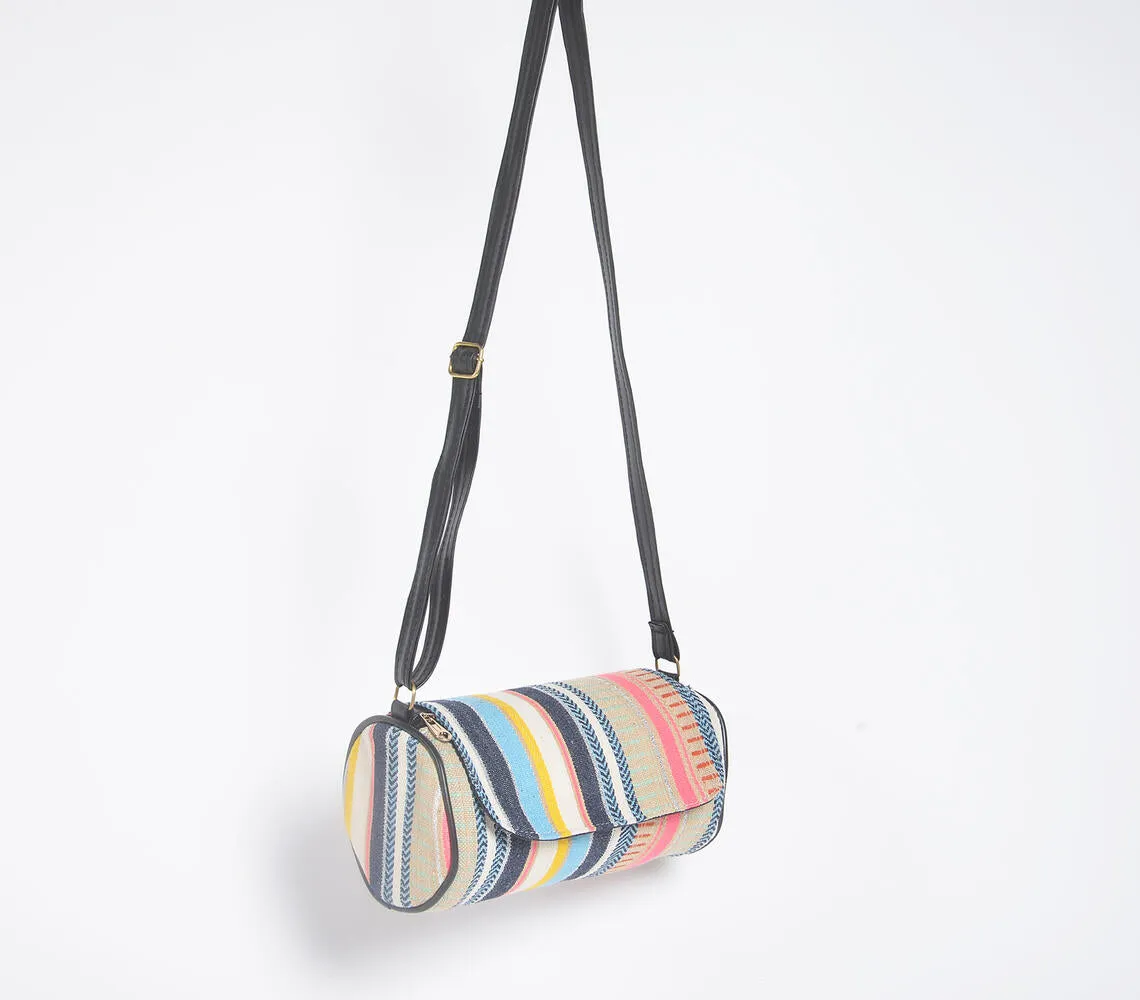 Beachy Woven Cylindrical Sling Bag