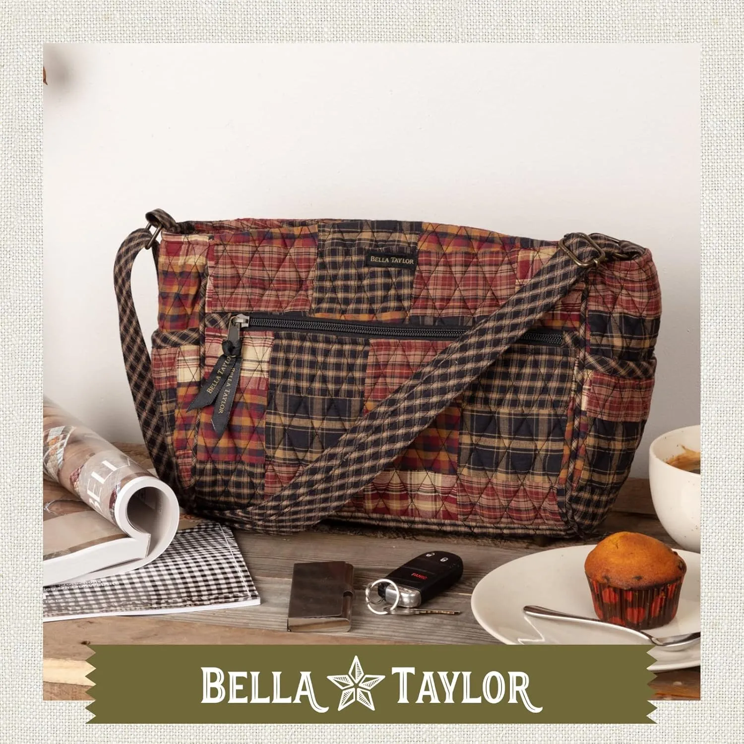 Bella Taylor Claire Crossbody Shoulder Bag, Multicompartment Purse for Women
