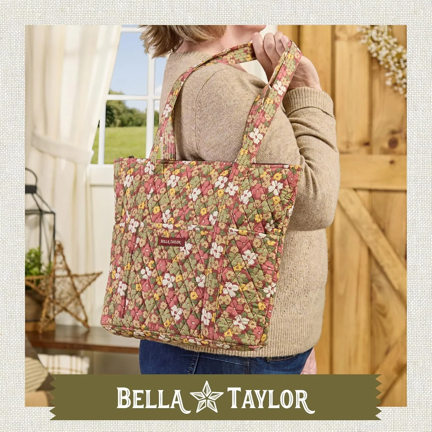 Bella Taylor Stride Tote | Lightweight Quilted Fabric Handbags for Women