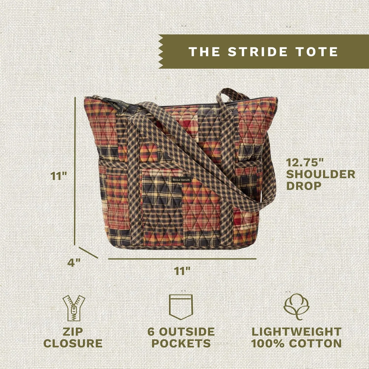 Bella Taylor Stride Tote | Lightweight Quilted Fabric Handbags for Women