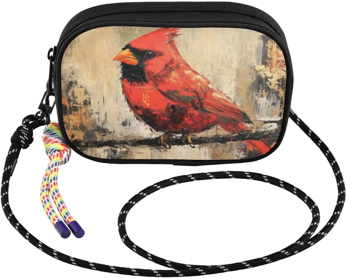 Bird Branch Rustic Crossbody Bags for Women Cell Phone Purses Women's Shoulder Handbag Wallet Purse with Rope Pendant