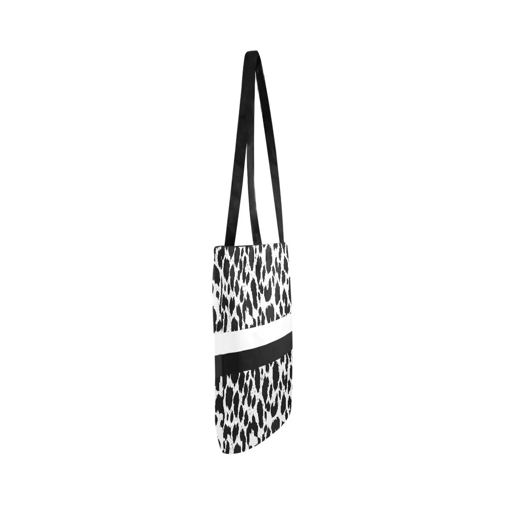 Black & White Leopard Stripes Tote Bag (Worldwide Shipping)