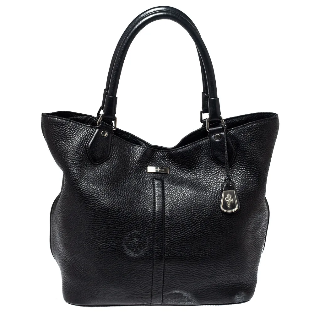 Black Grained Soft Leather Tote