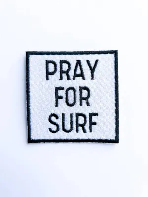 Black Pray for Surf Embroidered Iron On Patch for Clothing