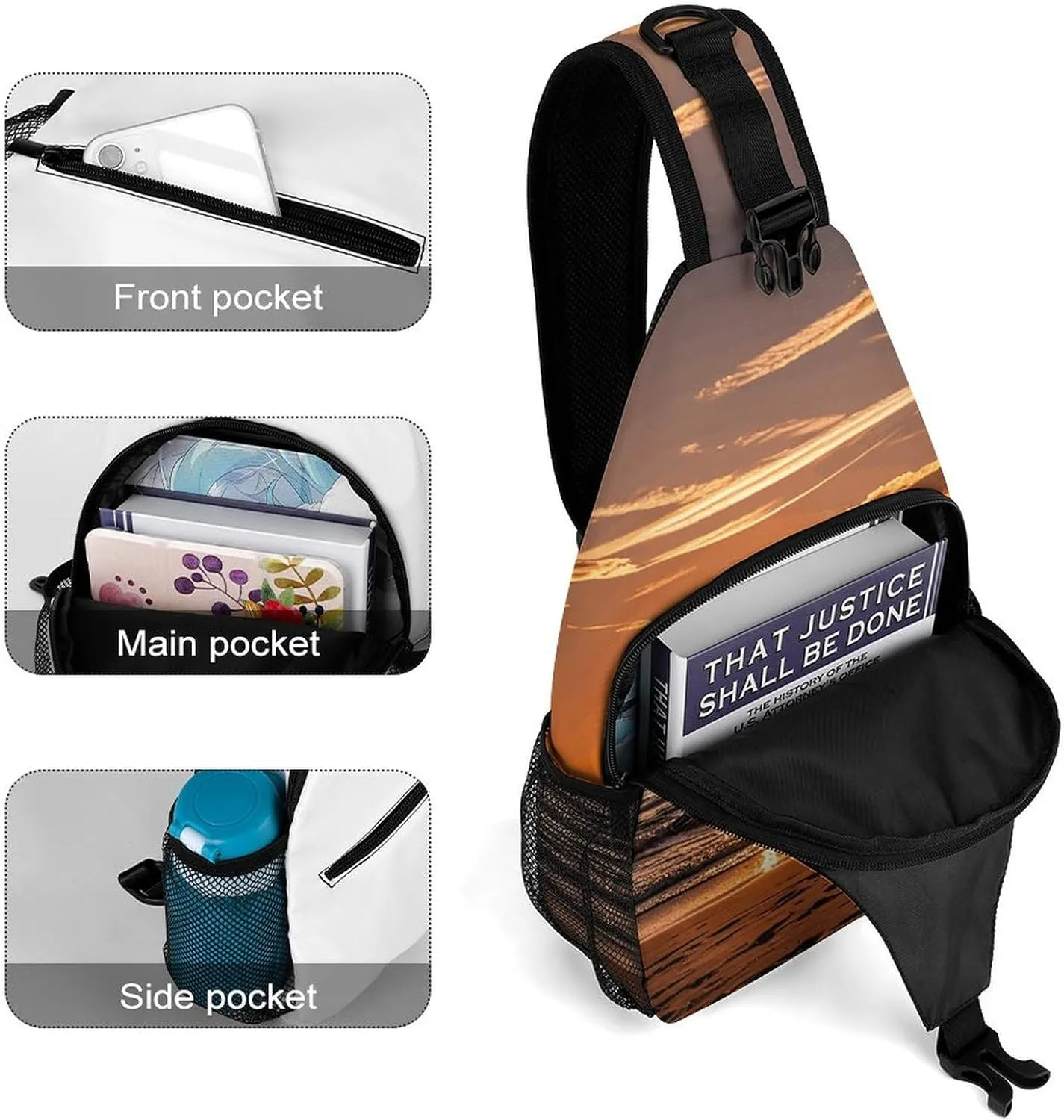 Boat Beach Sunrise Time Nautical Crossbody Sling Bag, Travel Backpack, Hiking Sling Bags, Chest Bag, Shoulder Bags, Daypack