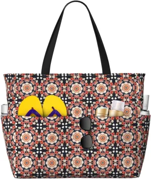 Boho Mandala Abstract Flower Large Capacity Travel Bag Lightweight Shopping Handbag Beach Tote Bags Casual Work Bag