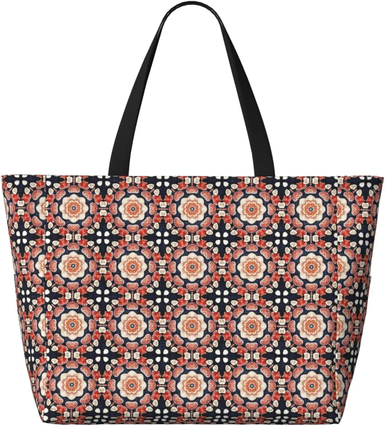 Boho Mandala Abstract Flower Large Capacity Travel Bag Lightweight Shopping Handbag Beach Tote Bags Casual Work Bag