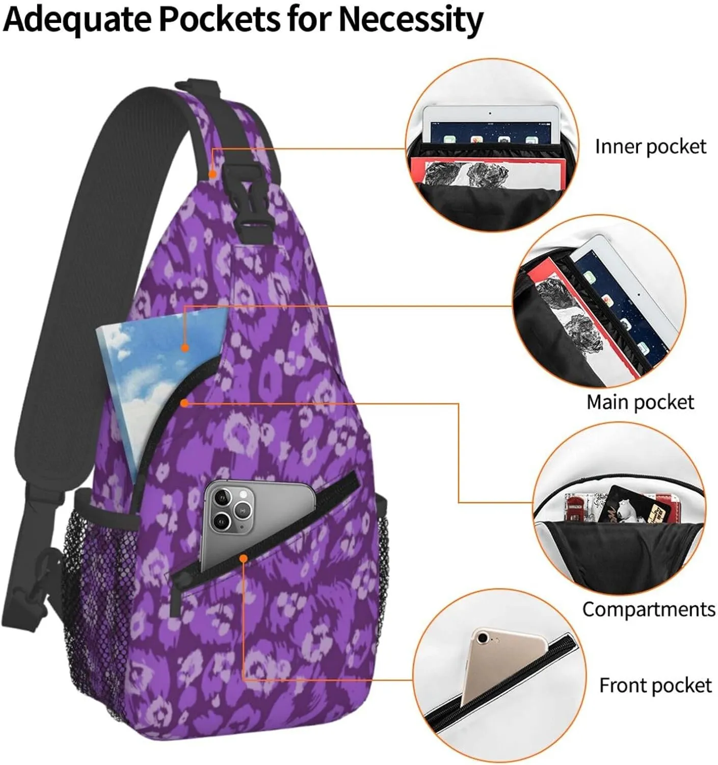 Boho Mandala Abstract Flower Sling Bag Adjustable Crossbody Bag Casual Chest Bags Travel Shoulder Backpack