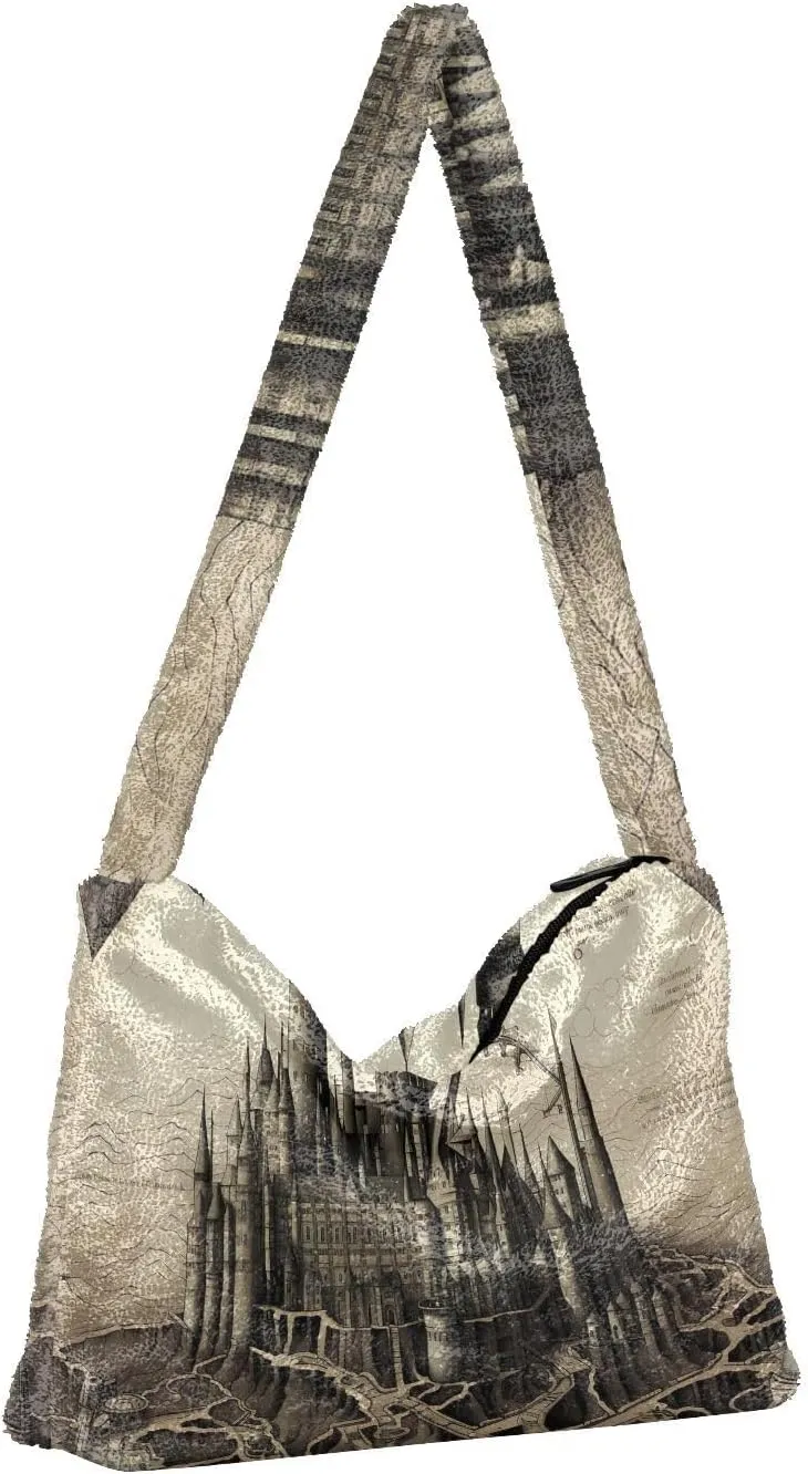 Boo Specter in Black and White Plush Bag, Plush Tote Bag Women, Womens Outdoor Bag