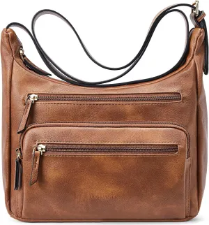 BOSTANTEN Crossbody Purses for Women Soft Vegan Leather Handbags Multi Pocket Shoulder Bag Pocketbooks