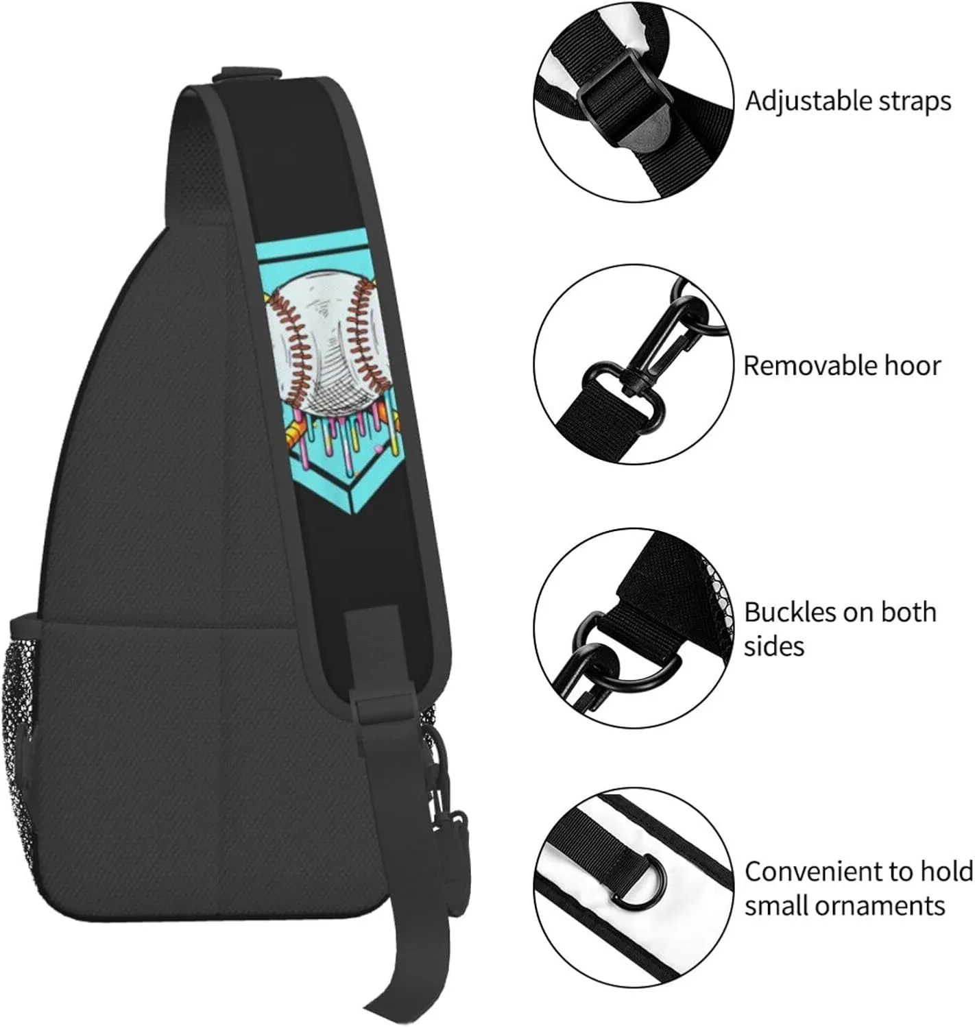 Bow Football Game Day Crossbody Bag Adjustable Sling Bag Casual Chest Bags Travel Shoulder Backpack