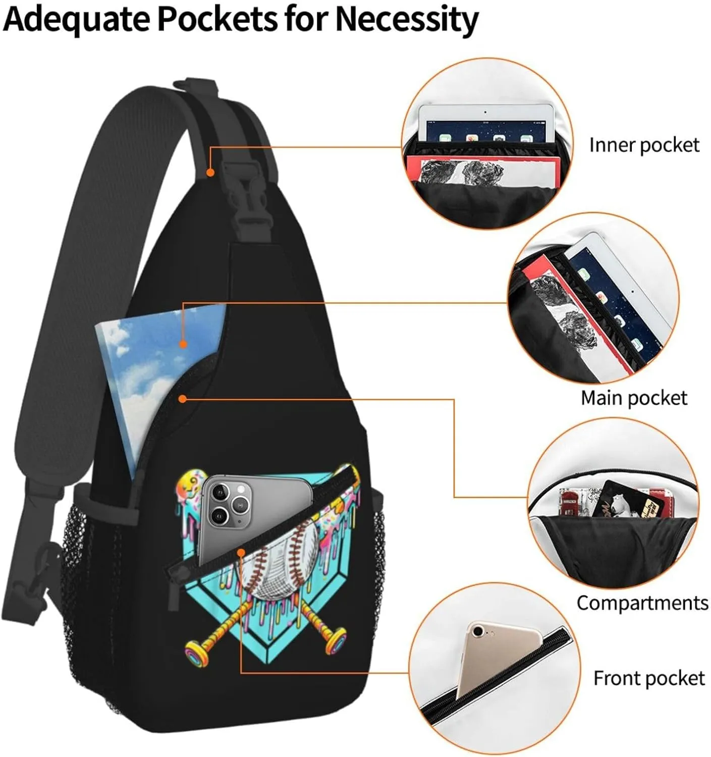 Bow Football Game Day Crossbody Bag Adjustable Sling Bag Casual Chest Bags Travel Shoulder Backpack