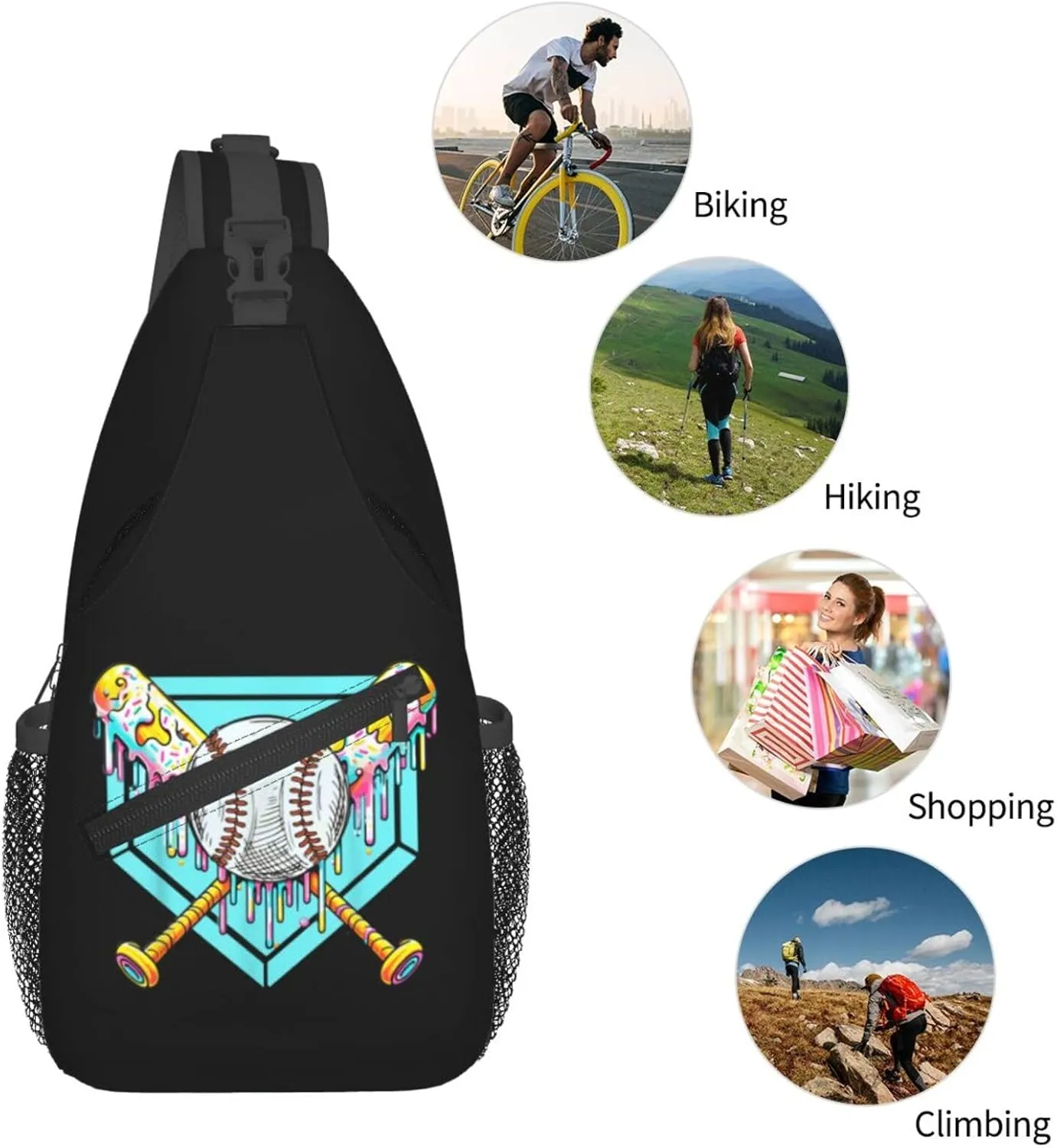 Bow Football Game Day Crossbody Bag Adjustable Sling Bag Casual Chest Bags Travel Shoulder Backpack