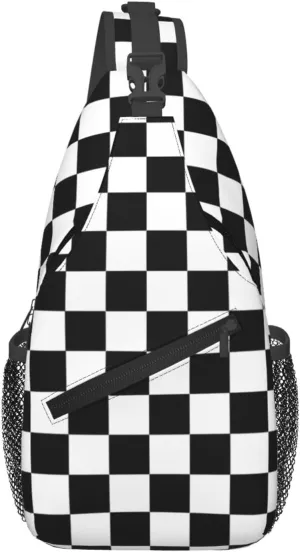 Buffalo Plaid Sling Bag Adjustable Crossbody Bag Casual Chest Bags Travel Shoulder Backpack For Women Men