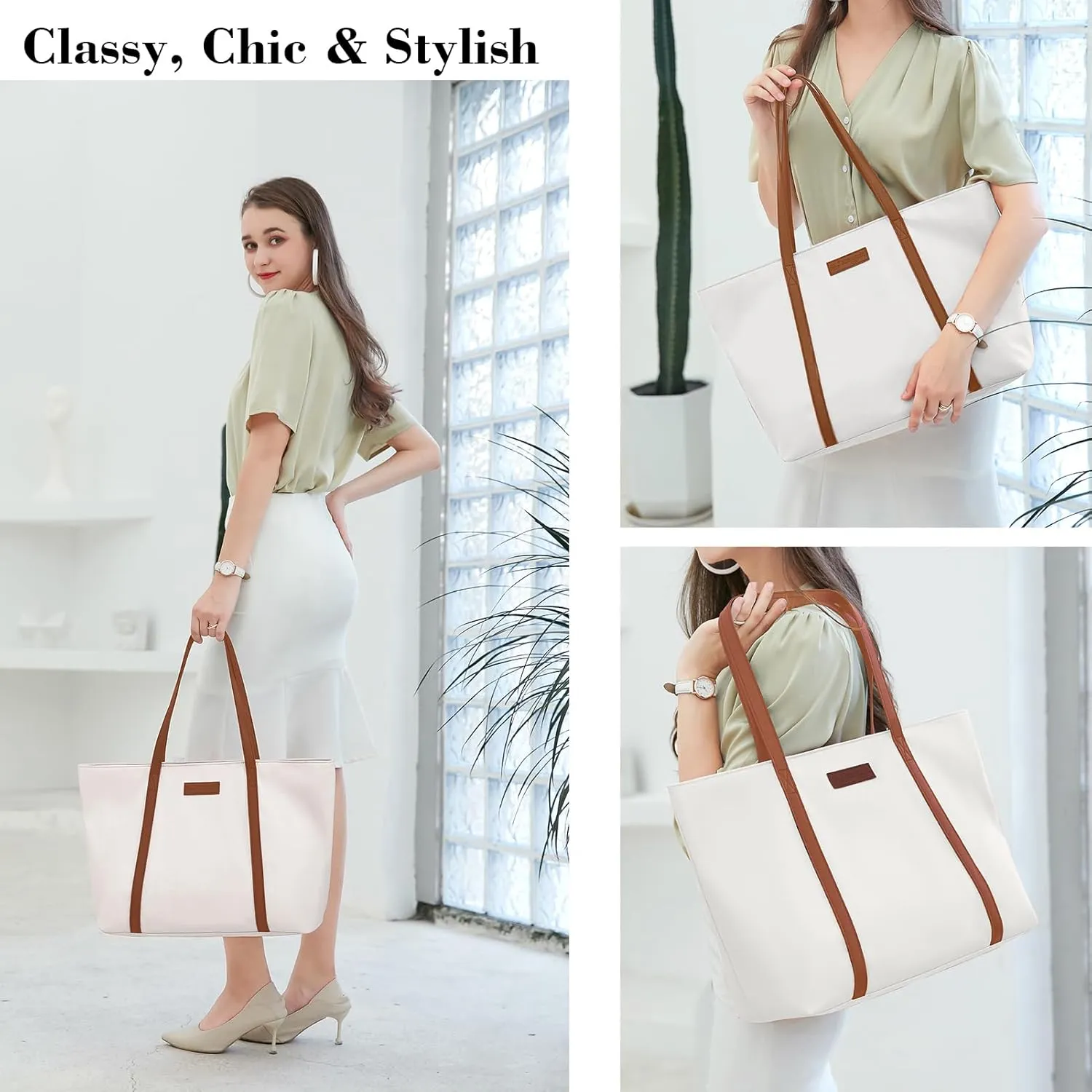 BUG Lightweight Women Laptop Tote Bag for Work, Casual Handbag for Travel Beach College Teacher