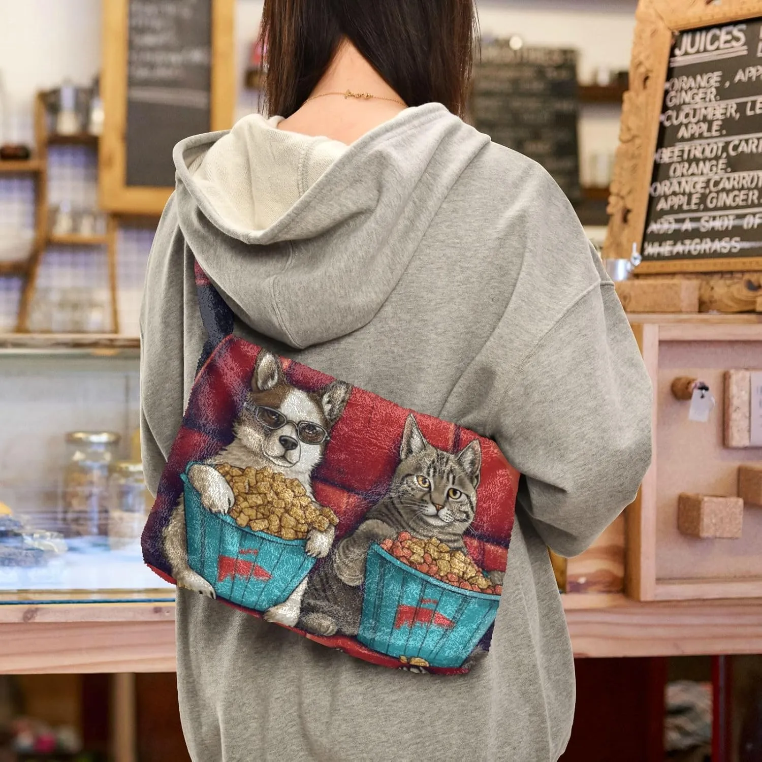 Butterflies and Flowers Red Truck Women Plush Shoulder Bag, Plush under Arm Bag, Womens Outdoor Bag