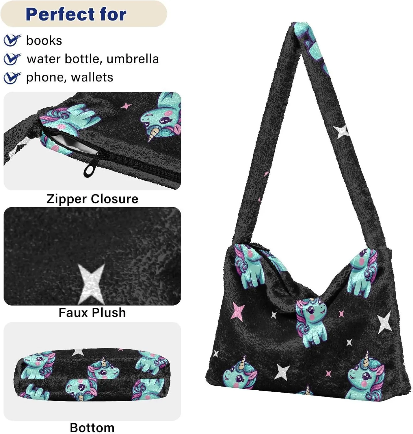 Butterflies and Flowers Red Truck Women Plush Shoulder Bag, Plush under Arm Bag, Womens Outdoor Bag