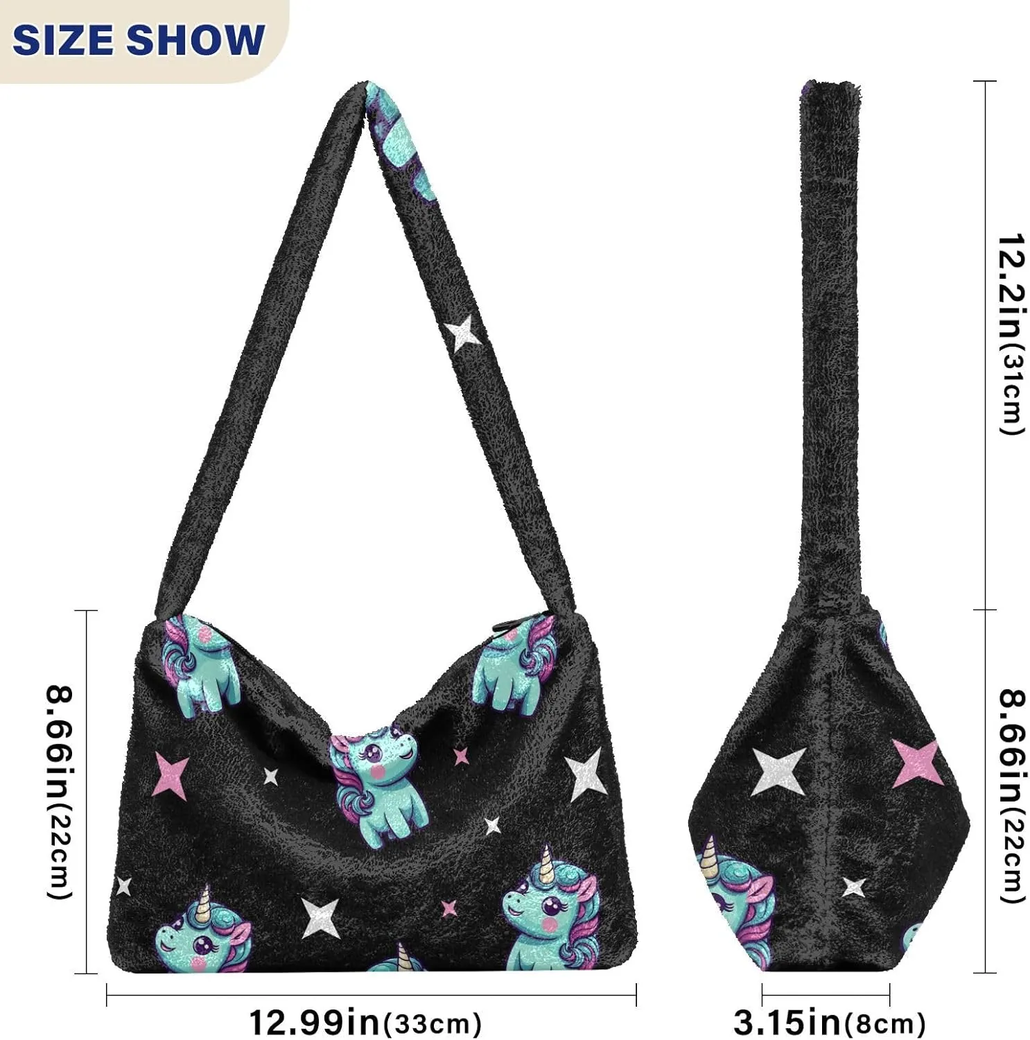Butterflies and Flowers Red Truck Women Plush Shoulder Bag, Plush under Arm Bag, Womens Outdoor Bag