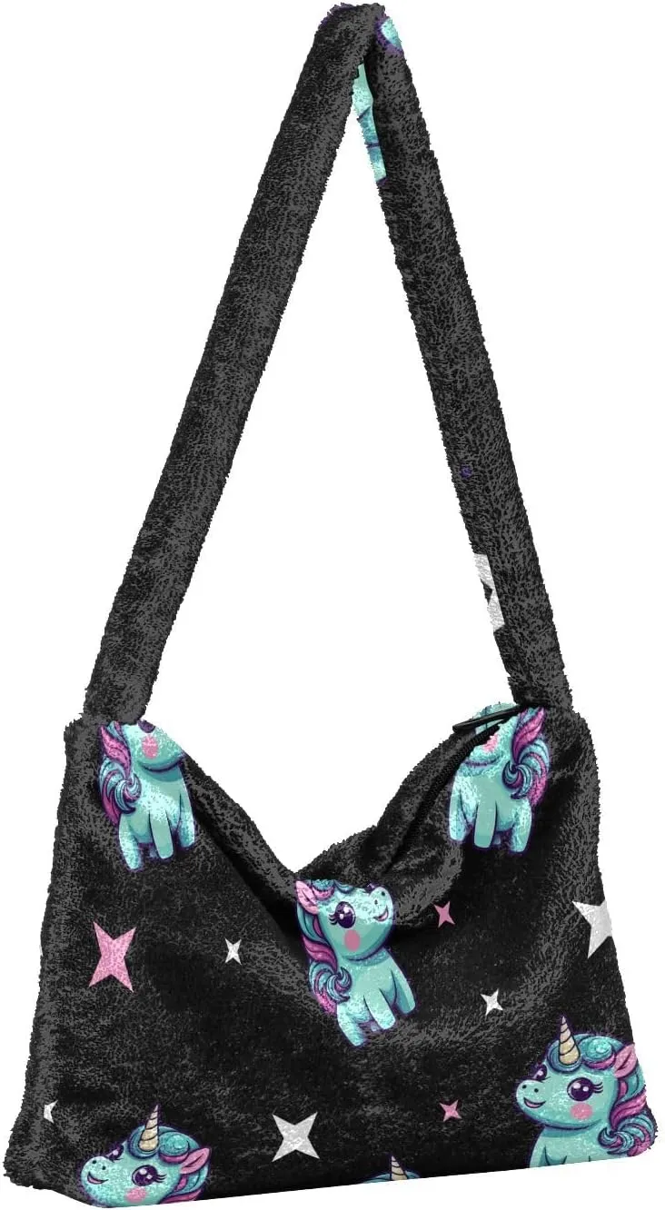 Butterflies and Flowers Red Truck Women Plush Shoulder Bag, Plush under Arm Bag, Womens Outdoor Bag