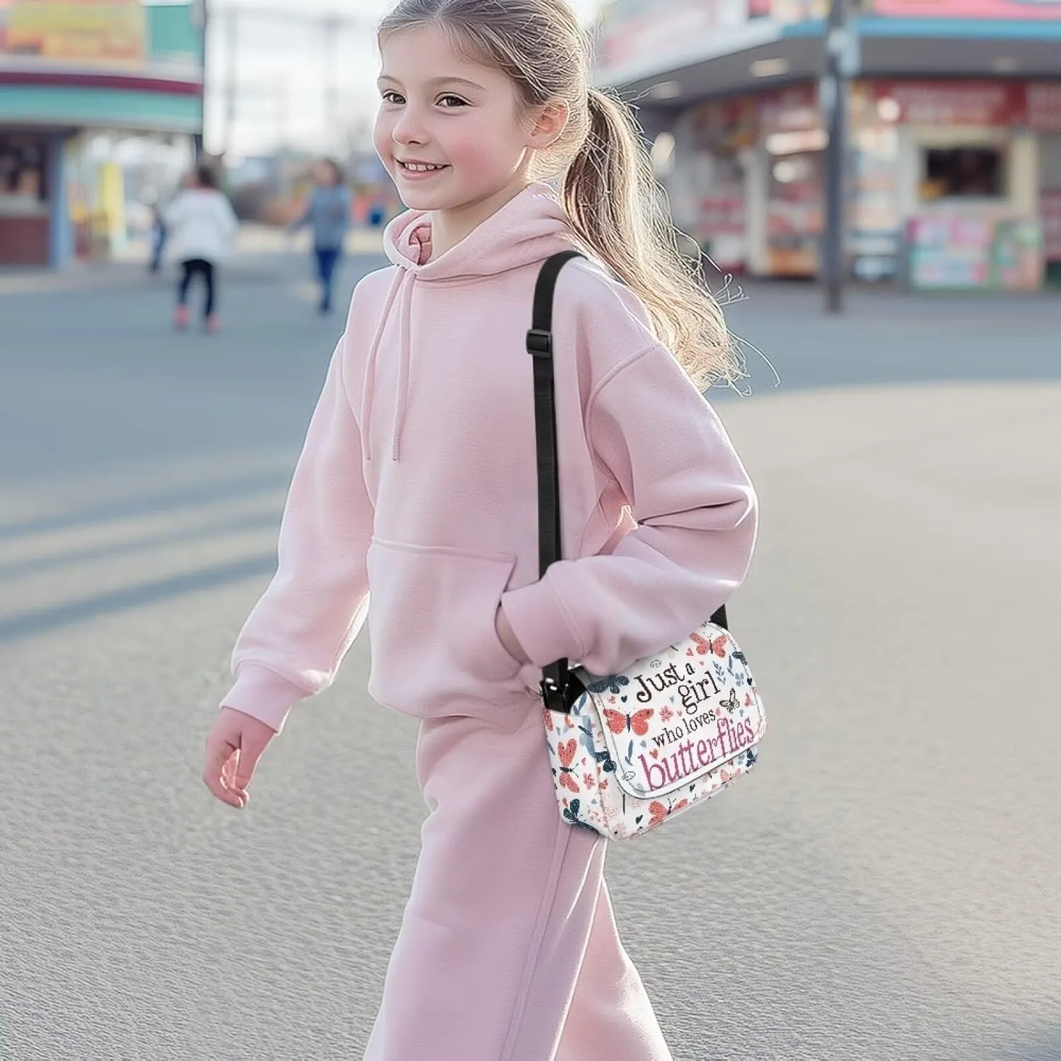 Butterflies Girls Crossbody Purse for Kids Shoulder Handbags for Girls Toddler Casual Handbags with Zipper Pockets for Festival Holiday Travel Outdoor