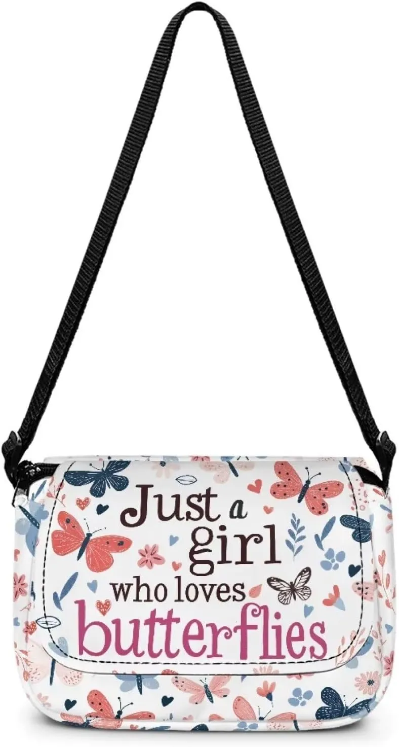 Butterflies Girls Crossbody Purse for Kids Shoulder Handbags for Girls Toddler Casual Handbags with Zipper Pockets for Festival Holiday Travel Outdoor