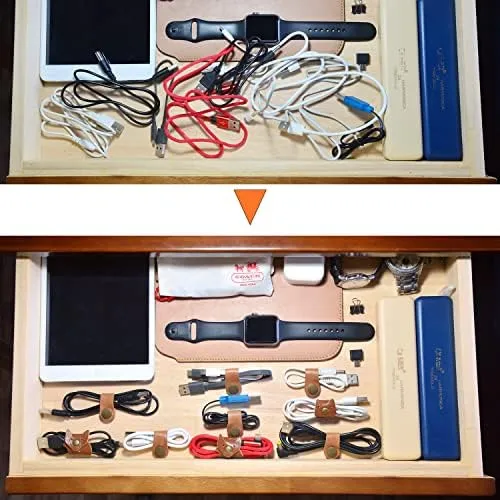 CAILLU Cord Organizer,Cord Keeper,Cable Organizer USB Holder,Cable Management,Cable Straps,Earbud case,wrap Headset Winder,Phone Earphone Clips Ties Stocking Stuffers for Women Men Gifts 10