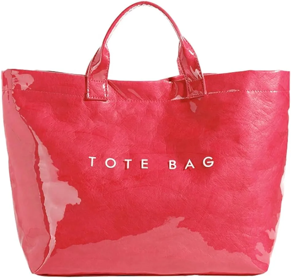 Caistre Women's PVC Tote Handbags Shoulder Bag Winter Fall Fashion Kraft Paper Tote Bag Y2K Large Shopping Bag