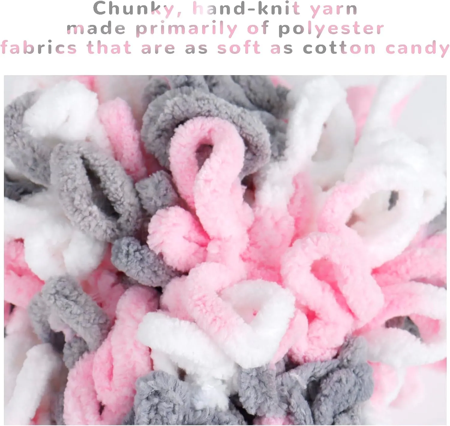 CAMAL 5 Pack Loop Yarn for Finger Knitting Soft Fluffy Finger Rainbow Yarn Chunky Chenille Plush Yarn for Crocheting Blanket, Rugs, Scarfs, DIY Handbags, Hand Crafts(Cherry Pink)