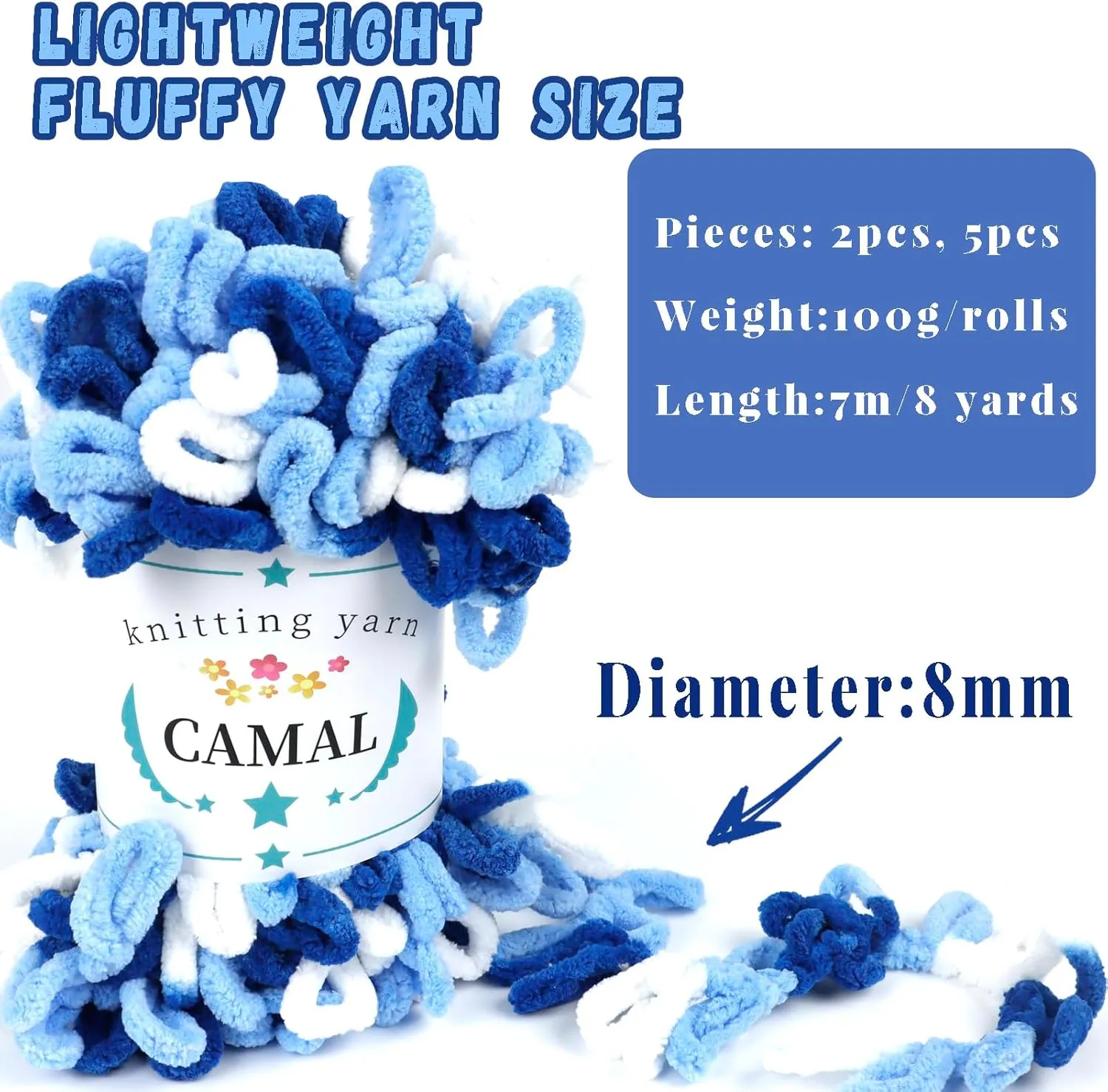 CAMAL 5 Pack Loop Yarn for Finger Knitting Soft Fluffy Finger Rainbow Yarn Chunky Chenille Plush Yarn for Crocheting Blanket, Rugs, Scarfs, DIY Handbags, Hand Crafts(Cherry Pink)