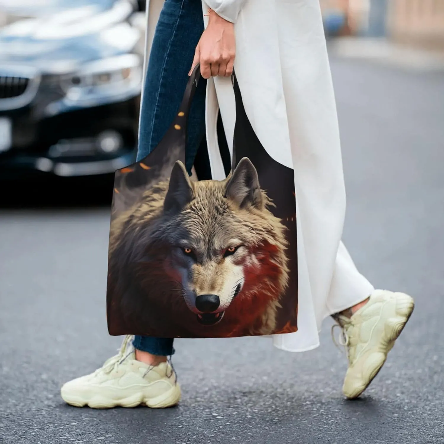 Canvas Tote Bag Lightweight Reusable Grocery Shopping Bag Yellow Flowers Handbag for Women Men